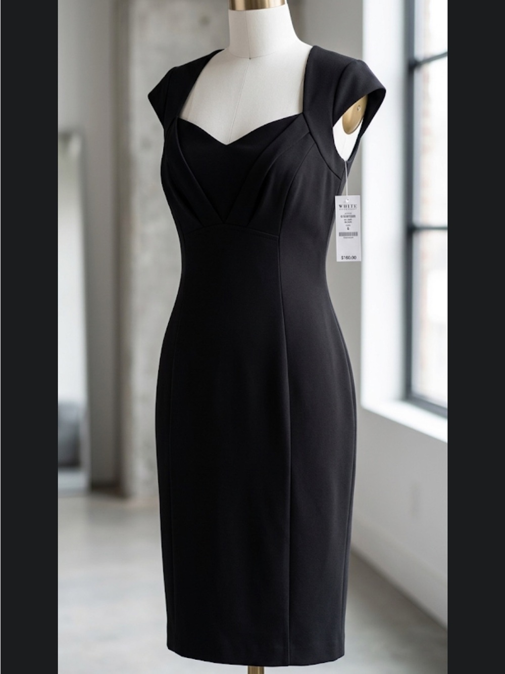 White House Black Market Black Cap-Sleeve Sheath Dress